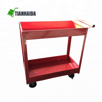 multifunction industrial 2 shelf heavy duty rolling storage plastic service utility cart